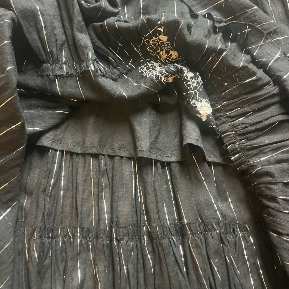 Sans Souci Y2K Striped Floral Beading Boho Whimsygoth Tiered Midi Skirt Size M - Picture 7 of 9